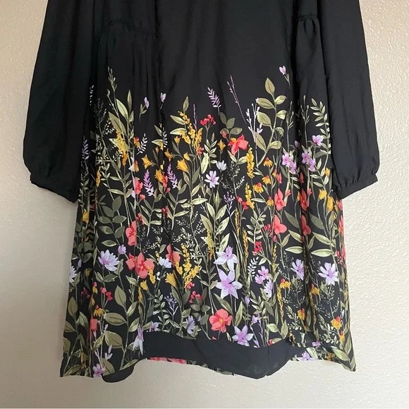 NWOT - Old Navy - Women’s Black Floral Mini Long-sleeve Summer Dress - Plus - Picture 5 of 9
